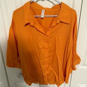 Athleta Vibrant Orange Button-Down Shirt